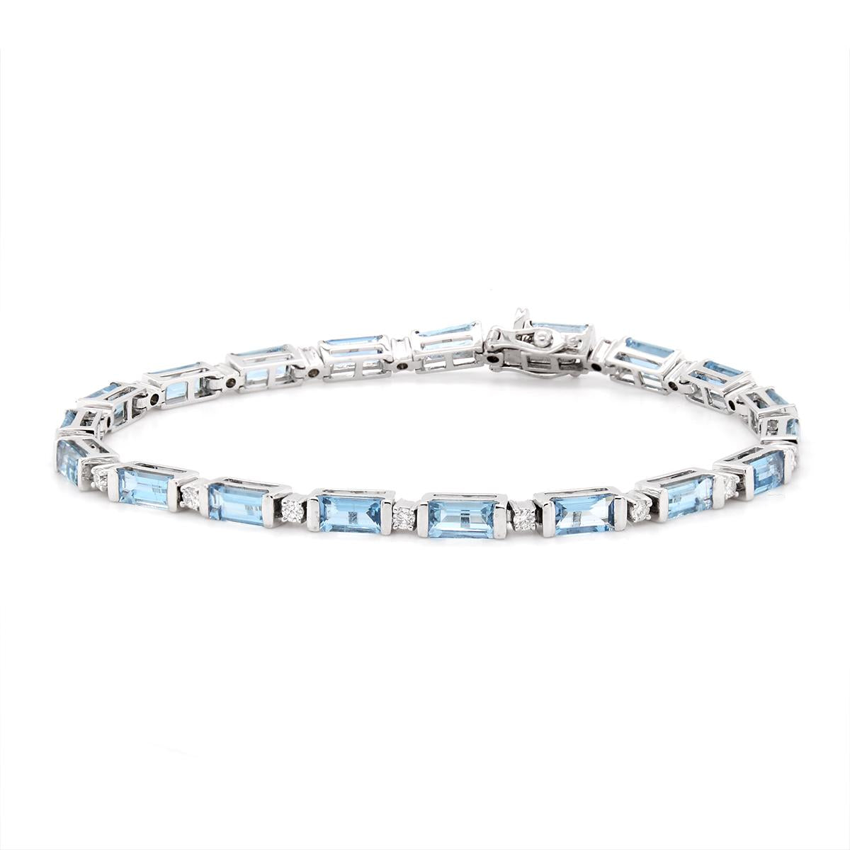 Blue Aquamarine Rhodium Over Sterling Silver Tennis Bracelet 4.18ctw -  DOJ131 | JTV.com